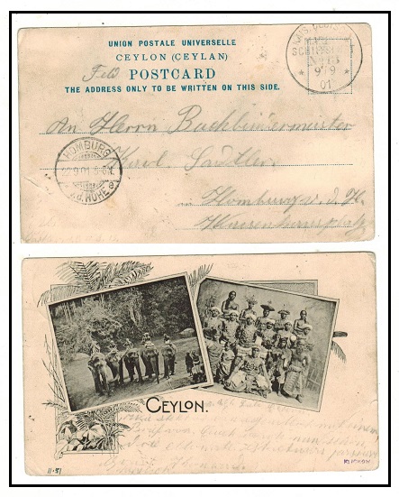 CEYLON - 1901 use of postcard to Germany used on the 