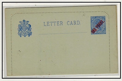 WESTERN AUSTRALIA - 1912 1d on 2d postal stationery letter card unused.  H&G 5.