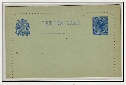 WESTERN AUSTRALIA - 1909 2d ultramarine postal stationery letter card unused.  H&G 4.