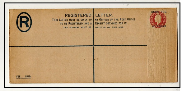 BRITISH LEVANT - 1902 40p on 2d+1d brown RPSE (size H2) unused.  H&G 14c.