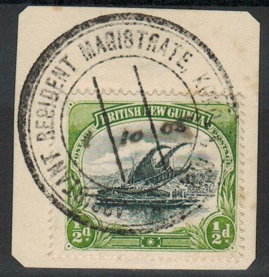 PAPUA - 1901 1/2d on piece cancelled by full ASSISTANT RESIDENT MAGISTRATE KOKODA N.D. cancel.