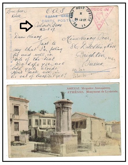 BRITISH LEVANT - 1917 stampless censored 