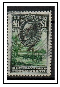 BECHUANALAND - 1932 1 grey-green and green REVENUE adhesive fiscally used.  