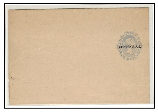 CANADA - 1882 1c blue grey postal stationery wrapper unused overprinted OFFICIAL. Unlisted by H&G.