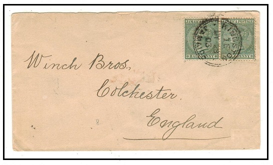 JAMAICA - 1903 1d rate cover to UK used at KINGSTON/JAMAICA.