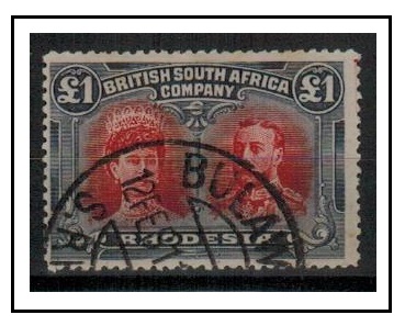 RHODESIA - 1910 1 rose-scarlet and bluish black 