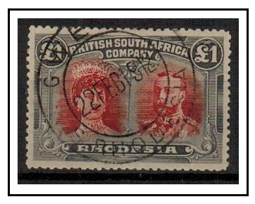 RHODESIA - 1910 1 crimson red and slate grey 