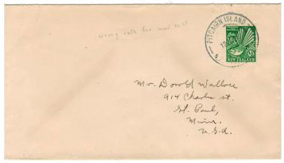 PITCAIRN ISLAND - 1937 NZ 1/2d used in PITCAIRN ISLAND cover.