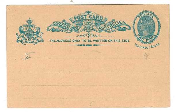 QUEENSLAND - 1889 2d blue PSC unused.  H&G 5.