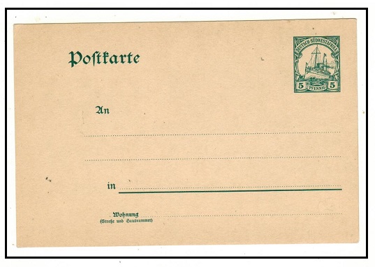 SOUTH WEST AFRICA - 1900 5pfg green PSC unused.  H&G 17.