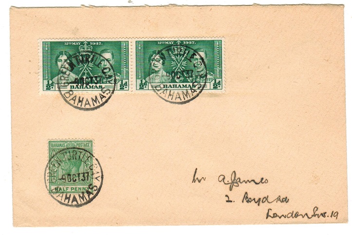 BAHAMAS - 1937 cover to UK from GREEN TURTLE CAY.