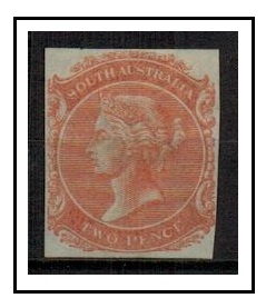 SOUTH AUSTRALIA - 1868 2d IMPERFORATE COLOUR TRIAL in pale orange red.