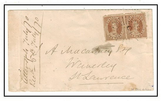 QUEENSLAND - 1870 2d rate local cover to St.Lawrence with NEBO b/s.