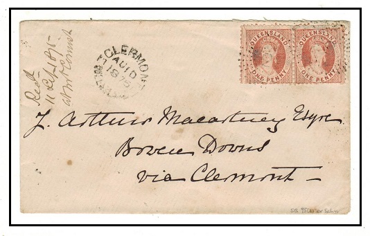 QUEENSLAND - 1875 2d rate local cover used at CLERMONT.