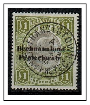 BECHUANALAND - 1904 1 green and black REVENUE used at FRANCISTOWN/BECHUANALAND.