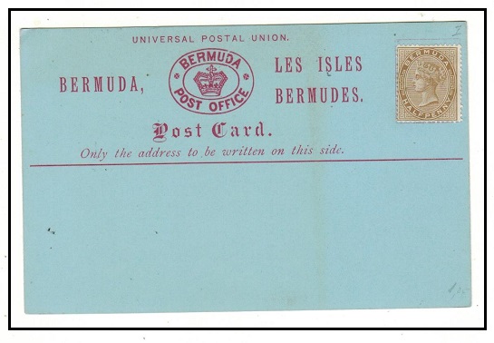 BERMUDA - 1880 1/2d brown adhesive affixed to blue  