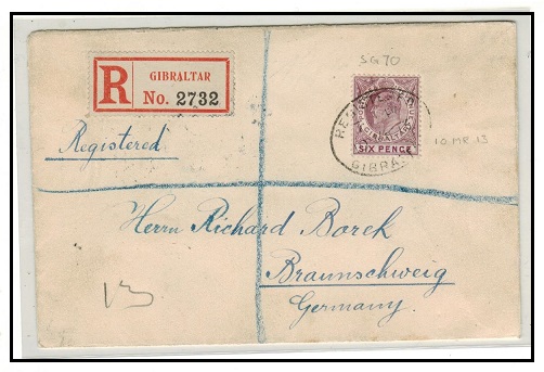 GIBRALTAR - 1913 use of rare 6d 