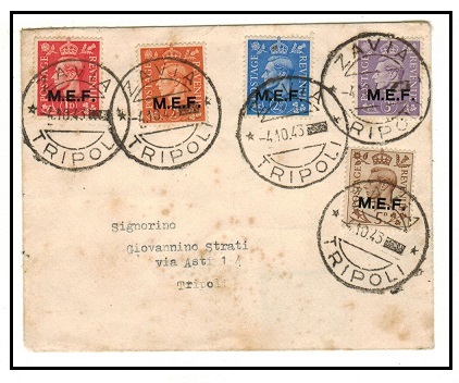 B.O.F.I.C. - 1943 multi franked cover to Tripoli used at ZAVIA.