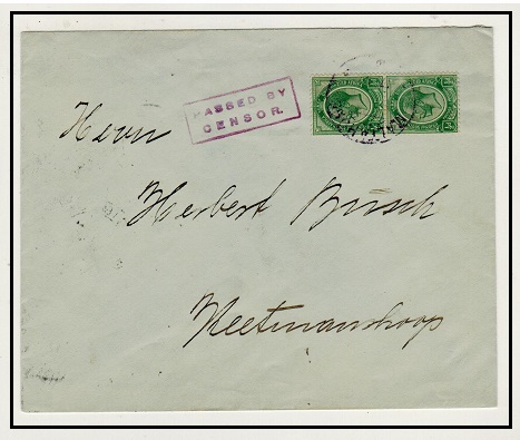SOUTH WEST AFRICA - 1916 1d rate PASSED BY CENSOR local cover used at MALTAHOHE during SA period.