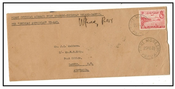 PAPUA - 1939 use of pilot signed 