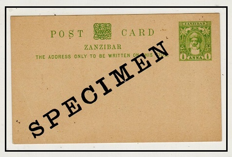 ZANZIBAR - 1899 1/2a green PSC unused handstamped SPECIMEN.  H&G 9.