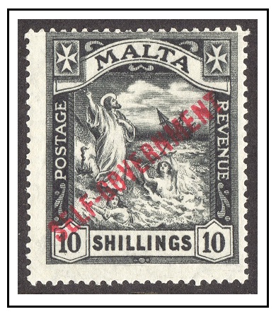 MALTA - 1922 10/- black fine unmounted mint.  SG 121.