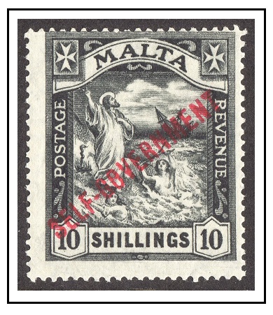MALTA - 1922 10/- black fine unmounted mint.  SG 121.