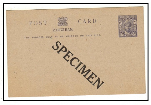 ZANZIBAR - 1926 6c grey violet PSC unused handstamped diagonally SPECIMEN.  H&G 28.