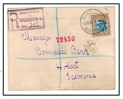 NEW ZEALAND - 1904 1 1/2d rate local rate registered cover used at WELLINGTON SOUTH.