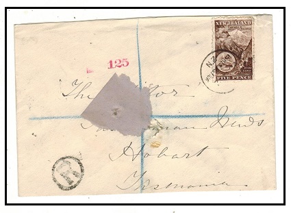 NEW ZEALAND - 1904 5d rate local registered cover used at MOLESWORTH ST.