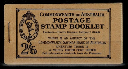 AUSTRALIA - 1949 2/6d black on buff BOOKLET.  SG SB29.