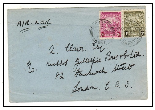 BARBADOS - 1940 1/8d rate un-censored cover to UK used at ST.JAMES.