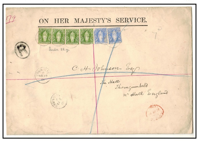 BRITISH VIRGIN ISLANDS - 1901 7d rate registered cover to UK used at TORTOLA.