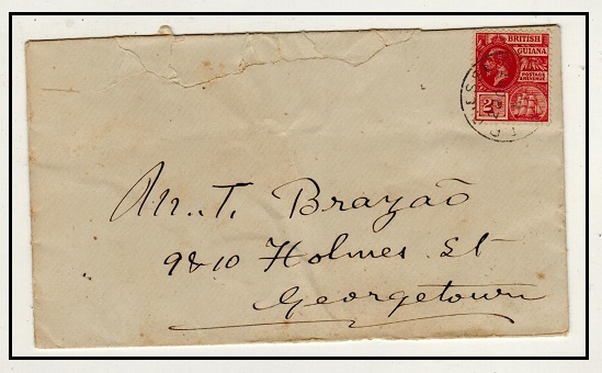 BRITISH GUIANA - 1919 2c local cover used at T.P.O.ESSE.STR.B.G.  A scarce TPO use.