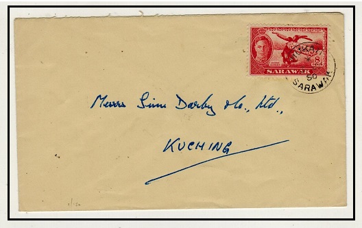 SARAWAK - 1950 8c rate local cover used at MUKAH.