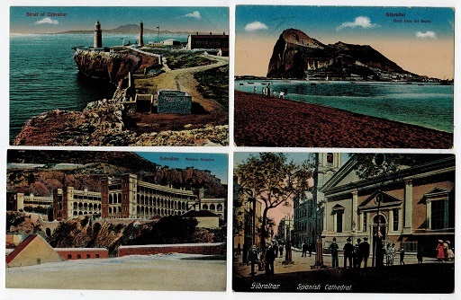 GIBRALTAR - 1920 (circa) 4 early unused coloured picture postcards.