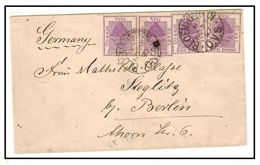 ORANGE FREE STATE - 1897 4d rate cover to Germany used at BLOEMFONTEIN.