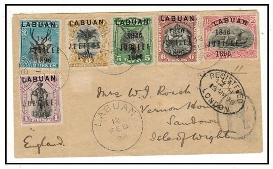 LABUAN - 1898 multiple franked 