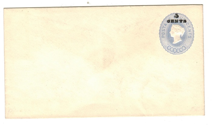 CEYLON - 1885 5c black on 4d grey blue PSE unused.  H&G 23a.