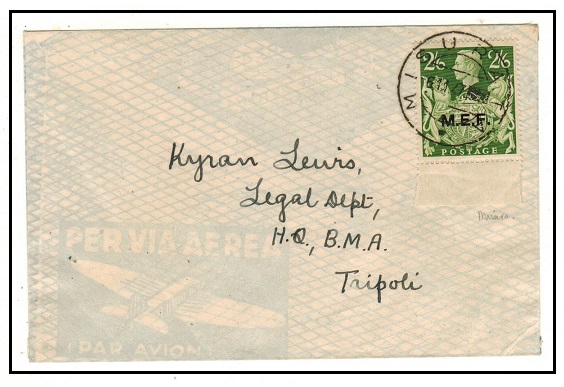 B.O.F.I.C. (Tripolitania) - 1948 local cover with 2/6d MEF tied MISURATA.