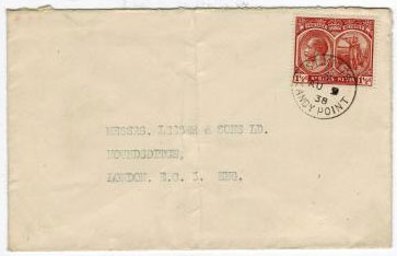 ST.KITTS - 1938 1 1/2d cover to UK cancelled SANDY POINT.