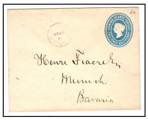 BRITISH VIRGIN ISLANDS - 1891 2 1/2d PSE of Leeward Islands to Bavaria used at TORTOLA.  H&G 2.