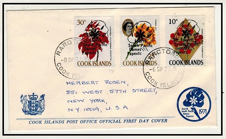 COOK ISLANDS - 1971 first day cover to USA bearing 