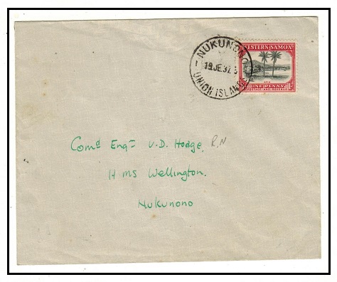TOKELAU - 1937 1d rate cover to 
