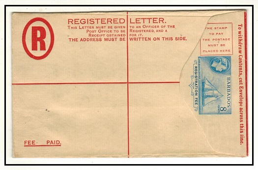 BARBADOS - 1956 8c blue RPSE unused.  H&G 16.