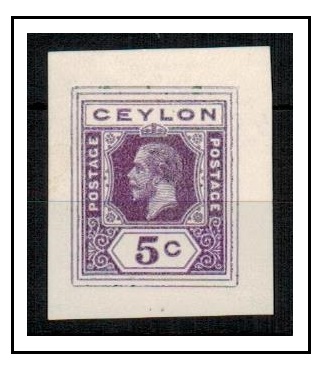 CEYLON - 1915 5c IMPERFORATE COLOUR TRIAL for PSE