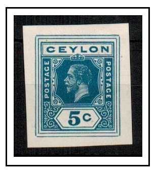 CEYLON - 1915 5c IMPERFORATE COLOUR TRIAL for PSE