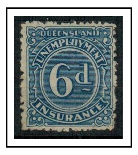QUEENSLAND - 1923 6d blue UNEMPLOYMENT stamp fine mint. 
