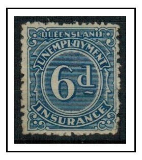 QUEENSLAND - 1923 6d blue UNEMPLOYMENT stamp fine mint. 
