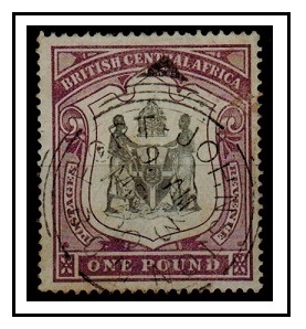 NYASALAND - 1897 1 black and dull purple used. SG 51.